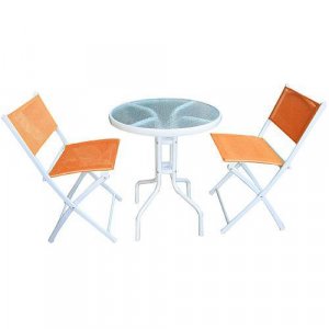 Set záhradný GARDENIA ORANGE, stôl 60x70 cm, 2x stolička 46x56x85 cm, oranžový