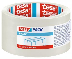 Páska tesa® BASIC, baliaca, lepiaca, transparentná, 48 mm, L-50m