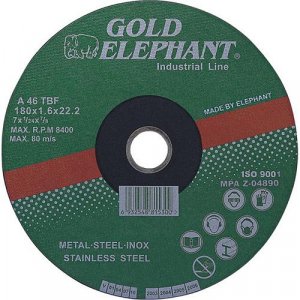 Kotúč Gold Elephant 41AA 180x1,6x22,2 mm, rezný na kov a nerez A46TBF