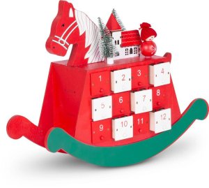 Dekorácia MagicHome Vianoce, Drevený adventný kalendár - koník, 2 LED, 2xAAA, 34,50x12x28 cm