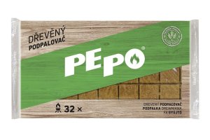 Podpaľovač PE-PO® drevný pevný, 32 ks, rozpaľovač na gril, kachle, krby, pece