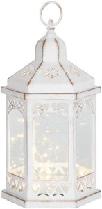 Lampáš MagicHome Vianoce Morocco, 30 mLED, biely, 3xAAA, plast, časovač, 18x15x32 cm