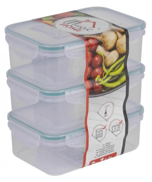 Doza MagicHome Lunchbox E810x3 1,0 lit, obdĺžniková, klip, PP, sada 3 ks, Clip