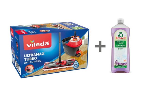 Súprava upratovacia Vileda Ultramax TURBO mop+vedro + FROSCH zadarmo