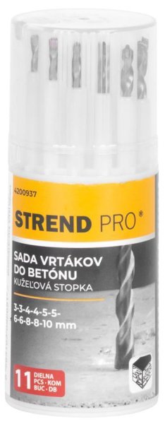 Sada vrtákov Strend Pro,  do betónu, valcová stopka, 13,3x5,4x5,4 cm, bal. 11 ks